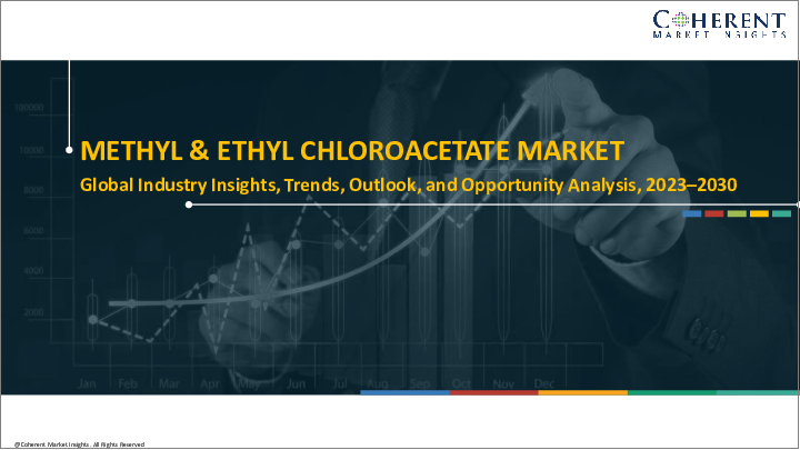 表紙：クロロ酢酸メチルおよびクロロ酢酸エチル市場：製品タイプ別、グレード別、用途別、地域別-規模、シェア、展望、機会分析、2023～2030年