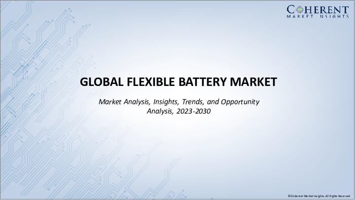 表紙：フレキシブルバッテリー市場：タイプ別、電圧別、容量別、充電性別、用途別、地域別-規模、シェア、展望、機会分析、2023年～2030年