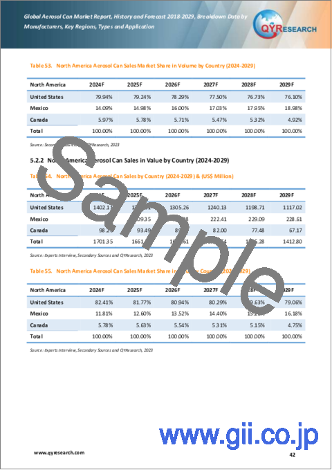 サンプル2：エアゾール缶の世界市場：分析・実績・予測 (2018年～2029年)
