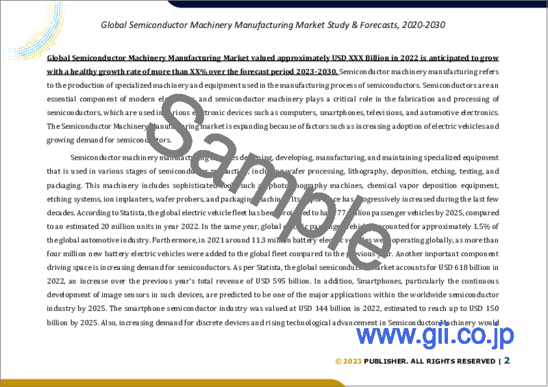 サンプル1：半導体製造装置の世界市場規模調査＆予測、製品タイプ別、用途別、地域別分析、2022-2029年