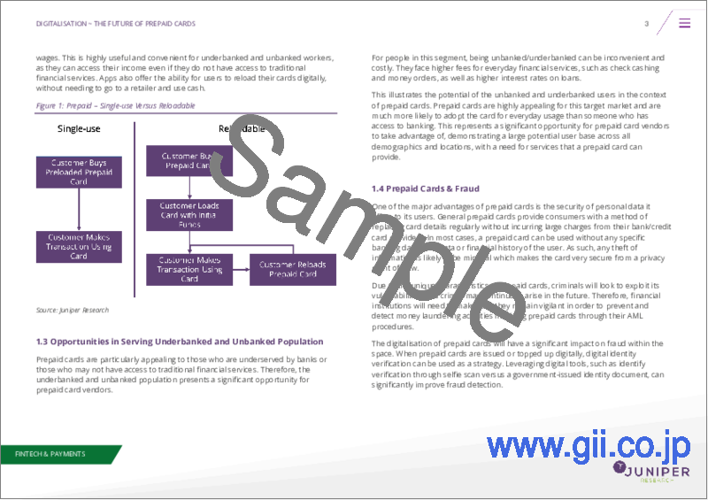 サンプル1：プリペイドカードの市場：動向・戦略・市場予測 (2023-2028年)