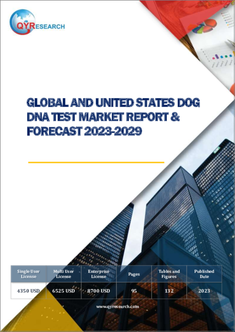 表紙：犬DNA検査の世界・米国市場、予測（2023年～2029年）