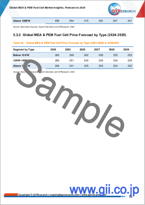サンプル2：MEA・PEM燃料電池の世界市場の考察、予測（～2029年）