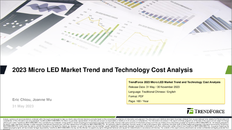 表紙：マイクロLEDの市場動向・技術コスト分析：2023年