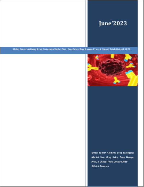 表紙：癌抗体薬物複合体の世界市場：規模、薬剤売上、薬剤用量、価格、臨床試験の見通し（2029年）