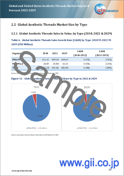 サンプル1：世界および米国の美容整形用スレッド市場：2023年～2029年