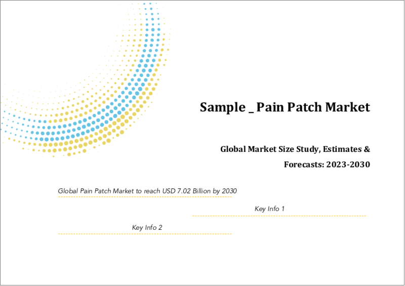 表紙：痛み止めパッチの世界市場規模調査＆予測：製品タイプ（非オピオイド＆オピオイドパッチ）、種類（処方薬＆OTC医薬品）、流通チャネル（病院薬局、ドラッグストア＆小売薬局、その他）、地域別分析、2023-2030年