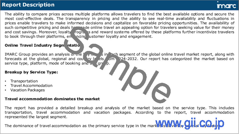 サンプル1：オンライン旅行市場：世界の産業動向、シェア、規模、成長機会、2023-2028年予測