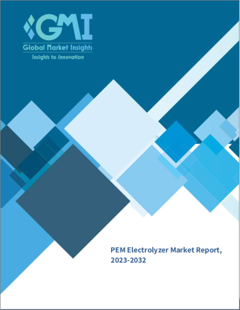 表紙：PEM電解槽市場：容量別（500kW以下,500kW～2MW, 2MW超）、用途別（発電、輸送、産業エネルギー、産業原料、ビル暖房・電力）、2023～2032年