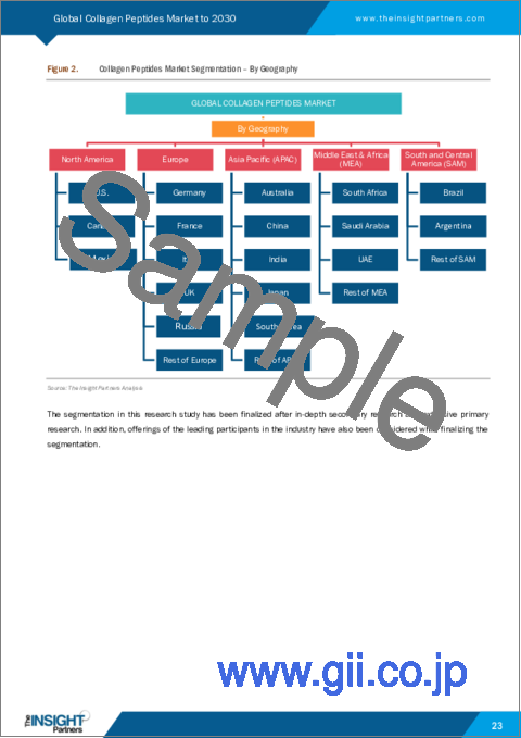サンプル1：コラーゲンペプチド市場の2030年までの予測- 供給源別、形態別、用途別の世界分析