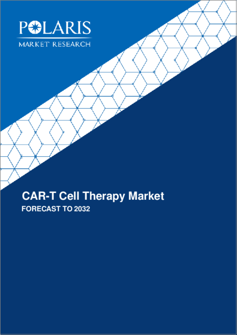 表紙：CAR-T細胞療法市場、シェア、規模、動向、産業分析レポート、標的抗原別（CD19/CD22、BCMA、その他）、適応症別、地域別、セグメント予測、2023年～2032年