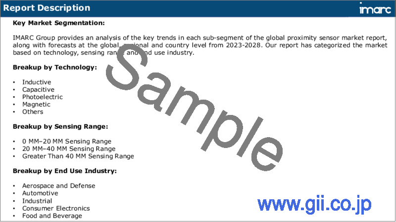 サンプル1：近接センサー市場：世界の産業動向、シェア、市場規模、成長、機会、2023-2028年予測
