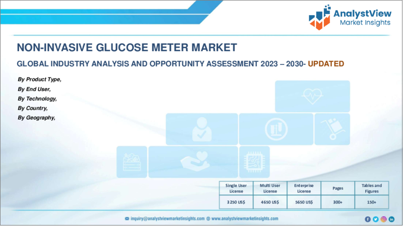 表紙：非侵襲血糖測定器市場：製品タイプ別、技術別、エンドユーザー別、国別、地域別：産業分析、市場規模、市場シェア、2023-2030年予測