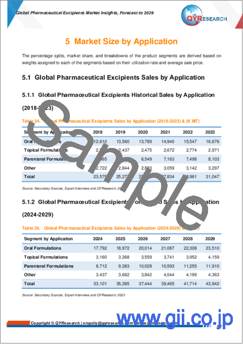 サンプル2：医薬品添加剤の世界市場の考察、予測（～2029年）