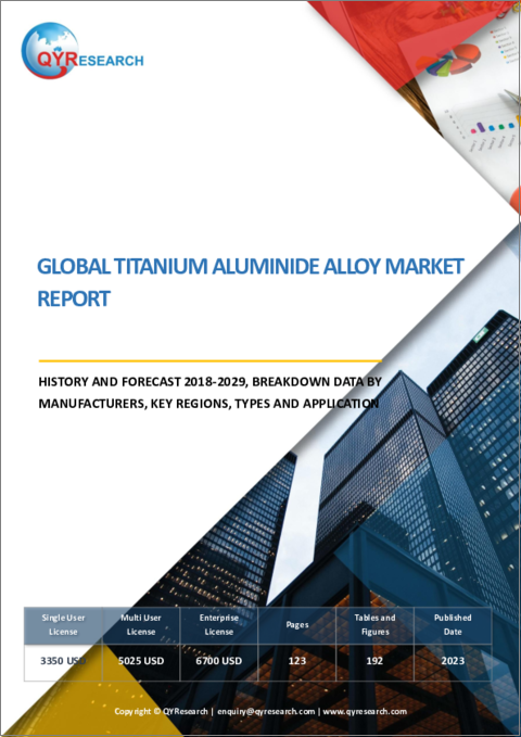 表紙：チタンアルミナイド合金の世界市場、実績と予測（2018年～2029年）