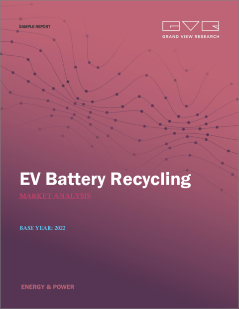 表紙：電気自動車（EV）バッテリーリサイクル市場規模、シェア、動向分析レポート：製品タイプ別、ソース別、車種別、地域別、セグメント予測：2023年～2030年