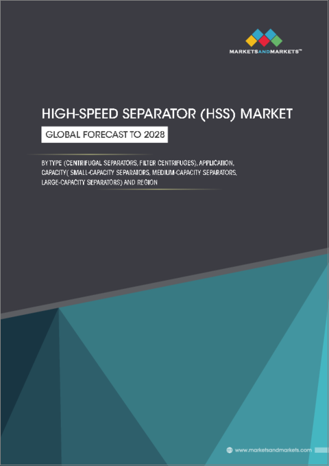 表紙：高速分離機 (HSS) の世界市場：種類別 (遠心分離機、フィルター式遠心分離機)・用途別・容量別 (小容量分離機、中容量分離機、大容量分離機)・地域別の将来予測 (2028年まで)