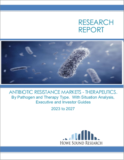 表紙：抗生物質耐性市場の世界市場：治療薬、病原体別、治療タイプ別 - 状況分析、エグゼクティブ投資家ガイド付き（2023年～2027年）