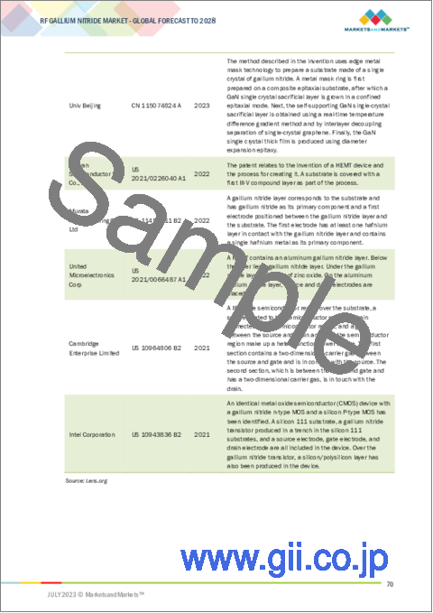 サンプル2：RF窒化ガリウムの世界市場：デバイスの種類別 (ディスクリートRFデバイス、集積RFデバイス)・ウエハーサイズ別・エンドユーザー別 (通信インフラ、衛星通信、軍事・防衛)・地域別の将来予測 (2028年まで)