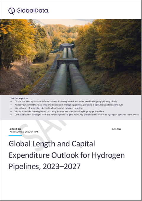 表紙：水素パイプラインの長さおよび設備投資（CapEx）予測：地域別、国別、企業別、新設・拡張プロジェクト（計画済み・発表済み）の詳細（2023年～2027年）