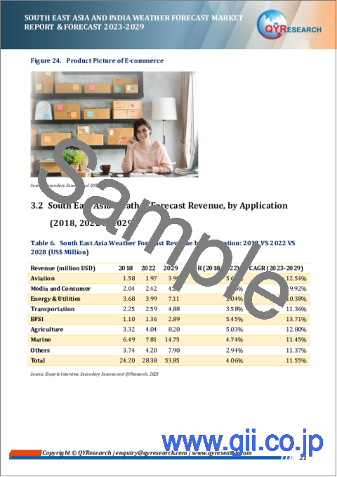 サンプル2：東南アジアおよびインドの気象予報市場：2023-2029年
