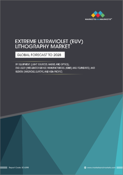 表紙：極端紫外線 (EUV) リソグラフィの世界市場 (～2028年)：機器 (光源・マスク・光学系)・エンドユーザー (IDM・ファウンドリー)・地域別