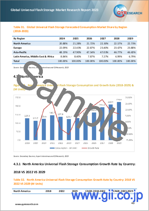サンプル2：ユニバーサルフラッシュストレージの世界市場：2023年