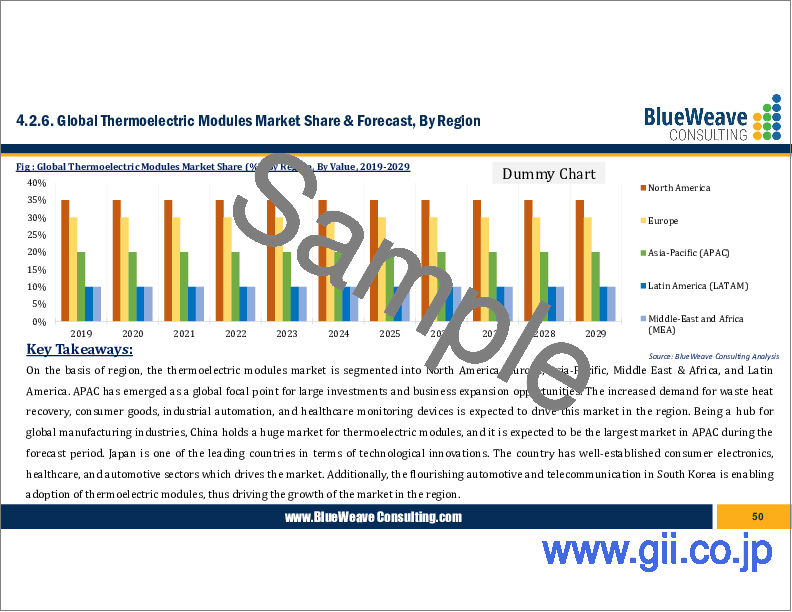 サンプル1：熱電モジュール市場：世界の市場規模、シェア、動向分析、機会、予測レポート、2019-2029年