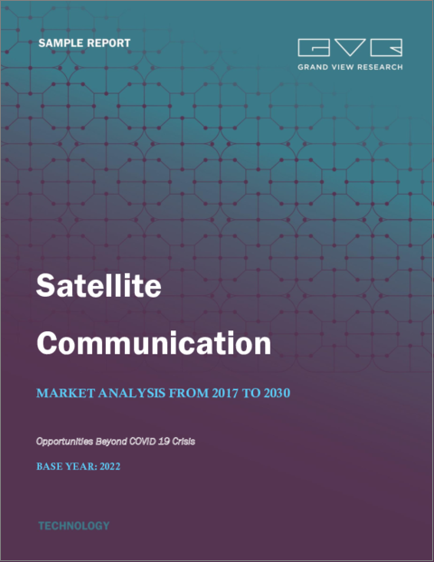 表紙：衛星通信（SATCOM）の市場規模、シェア、動向分析レポート：コンポーネント別、用途別、業種別、地域別、セグメント予測、2023年～2030年
