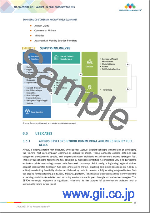サンプル2：航空機用燃料電池の世界市場：燃料タイプ別（水素、炭化水素、その他）、出力別（0～100kW、100kW～1MW、1MW超）、航空機タイプ別（固定翼、回転翼、UAV、AAM）、地域別（北米、欧州、アジア太平洋、その他の地域）-2035年までの予測