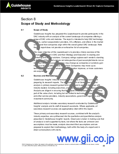サンプル2：Guidehouse Insights Leaderboard Report：DAC (Direct Air Capture) 企業 - DAC企業13社の戦略・実行力の評価