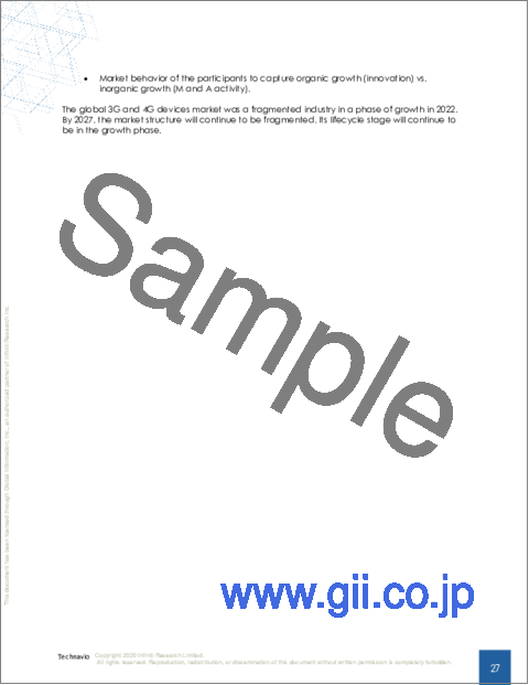 サンプル1：3Gおよび4Gデバイスの世界市場2023-2027