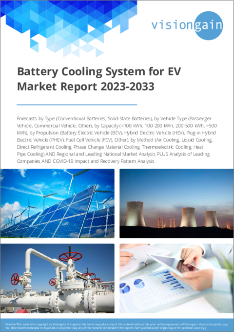 表紙：EV用電池冷却システム市場：2023-2033年