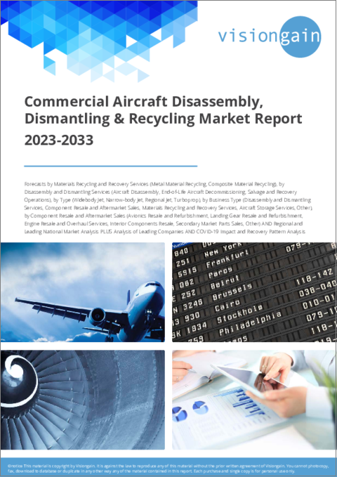 表紙：民間航空機の解体・分解・リサイクル市場：2023-2033年