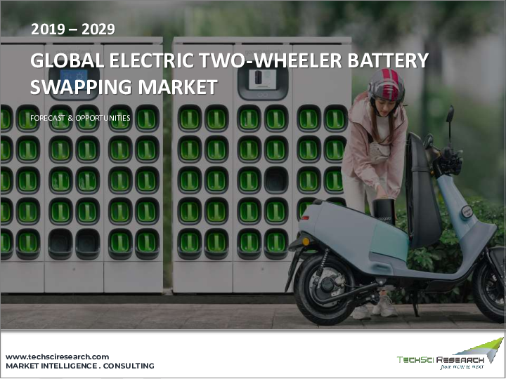 表紙：電動二輪車のバッテリースワッピング市場- 世界の産業規模、シェア、動向、機会、予測、2018-2028年