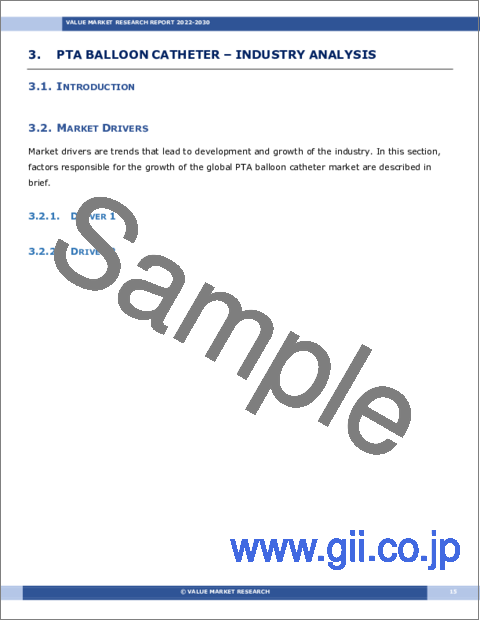 サンプル1：PTAバルーンカテーテルの世界市場調査レポート：産業分析、規模、シェア、成長、動向、2023～2030年の予測