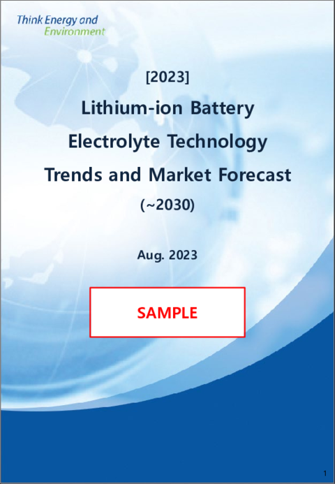 表紙：リチウムイオン電池の電解質：技術動向と市場予測 (2030年まで)