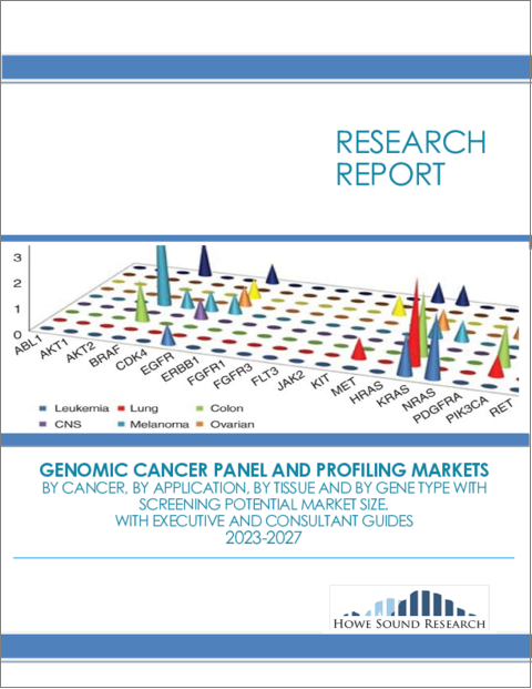 表紙：癌遺伝子パネルおよびプロファイルの世界市場：癌別、用途別、組織別、遺伝子タイプ別、潜在的市場規模スクリーニング - エグゼクティブコンサルタントガイド付き（2023年～2027年）