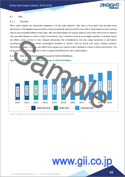 サンプル2：大人用紙おむつの2030年までの市場予測-製品タイプ、カテゴリー、エンドユーザー別の世界分析