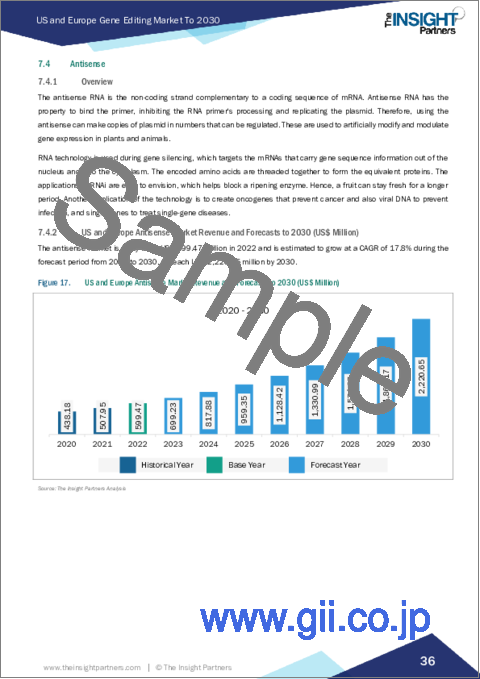 サンプル2：米国と欧州の遺伝子編集市場の2030年までの予測- 技術、製品・サービス、用途、エンドユーザー別の国別分析