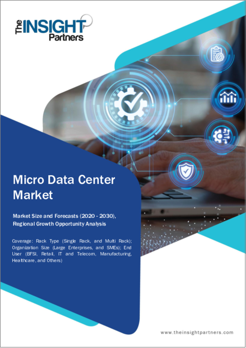 表紙：アジア太平洋地域のマイクロデータセンター市場の2030年までの予測- ラックタイプ、組織規模、エンドユーザー別の地域分析