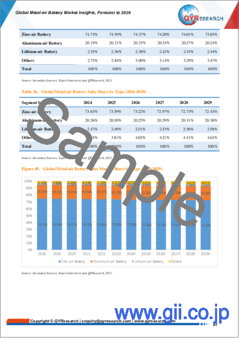 サンプル2：金属空気電池の世界市場：2029年までの予測