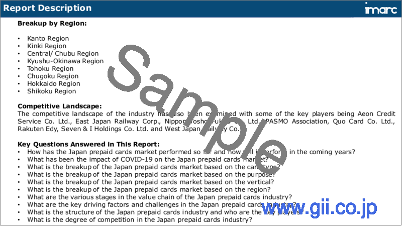 サンプル1：プリペイドカードの日本市場：業界動向、シェア、規模、成長、機会、2023～2028年予測