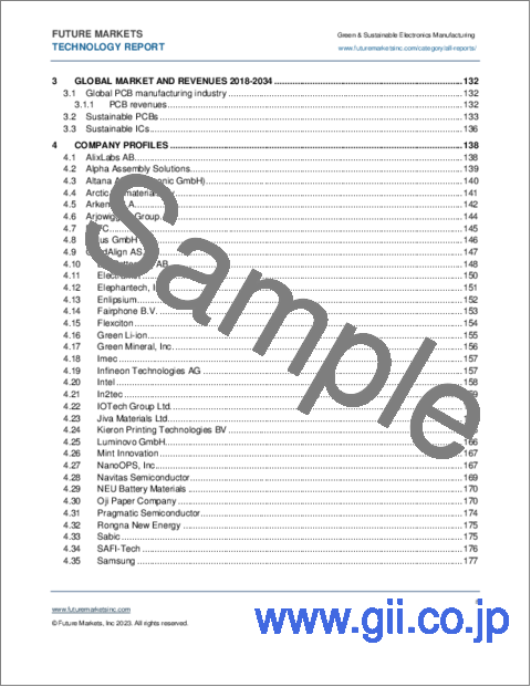 サンプル1：グリーン・サステナブルエレクトロニクス製造の世界市場（2024年～2034年）