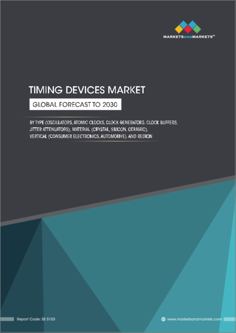 表紙：タイミングデバイスの世界市場：タイプ別、材料別、業界別、地域別-2030年までの予測