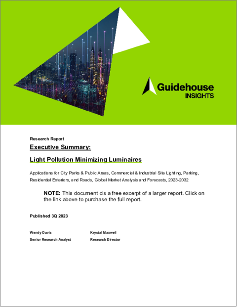 表紙：光害最小化照明器具 - 都市公園・公共エリア、商業・工業施設照明、駐車場、住宅外装、道路向け用途：世界市場の分析と予測、2023年～2032年