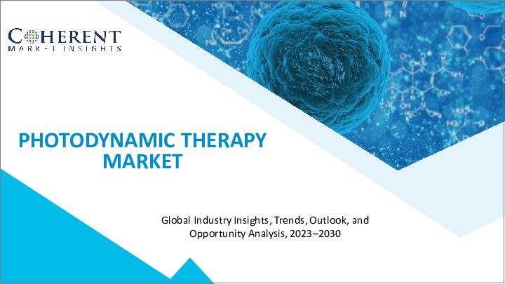表紙：光線力学的療法（PDT）市場：適応症別、エンドユーザー別、光増感剤タイプ別、用途別、治療タイプ別、光源別、患者タイプ別、流通チャネル別、地域別：市場規模、シェア、展望、機会分析、2023年～2030年