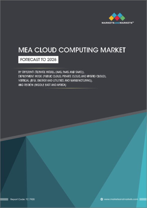 表紙：中東・アフリカのクラウドコンピューティング市場：IaaS別、PaaS別、SaaS別、オファリング別、展開モード別、業界別、地域別-2028年までの予測