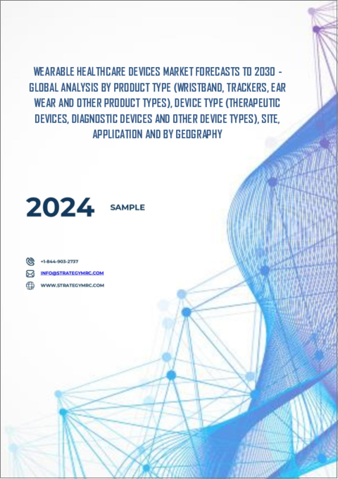 表紙：ウェアラブルヘルスケアデバイス市場の2030年までの予測：製品タイプ、デバイスタイプ、部位、用途、地域別の世界分析
