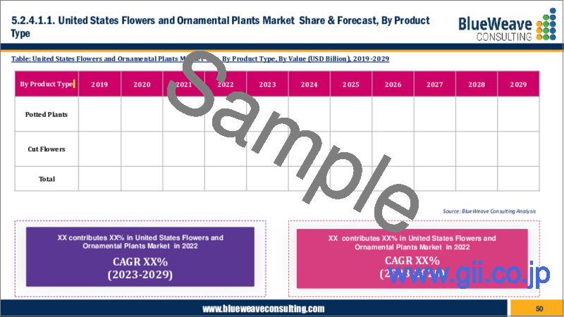 サンプル2：花卉・観葉植物市場- 世界の規模、シェア、動向分析、機会、予測レポート、2019-2029年